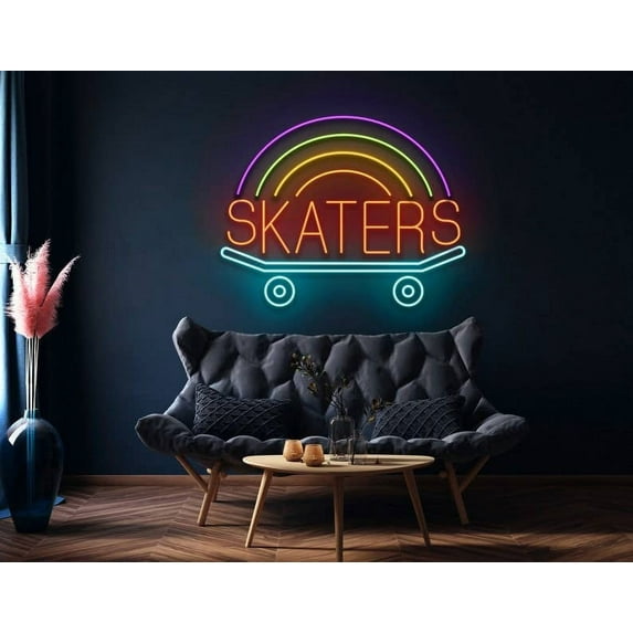 Glowneon Skaters Neon Signs, Skate Board Store Wall Art LED Decor