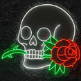 thumbnail image 1 of Glowneon Skull Calaveras With Rose Neon Sign, Halloween Gift Decor, 1 of 4