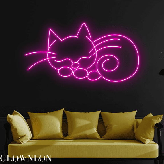 Glowneon Sleeping Kitten Neon Sign, Cat Led Sign, Kid Room Wall Decor