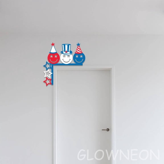 Glowneon Smiling Face Stars Usa Independence Door Corner Metal Sign