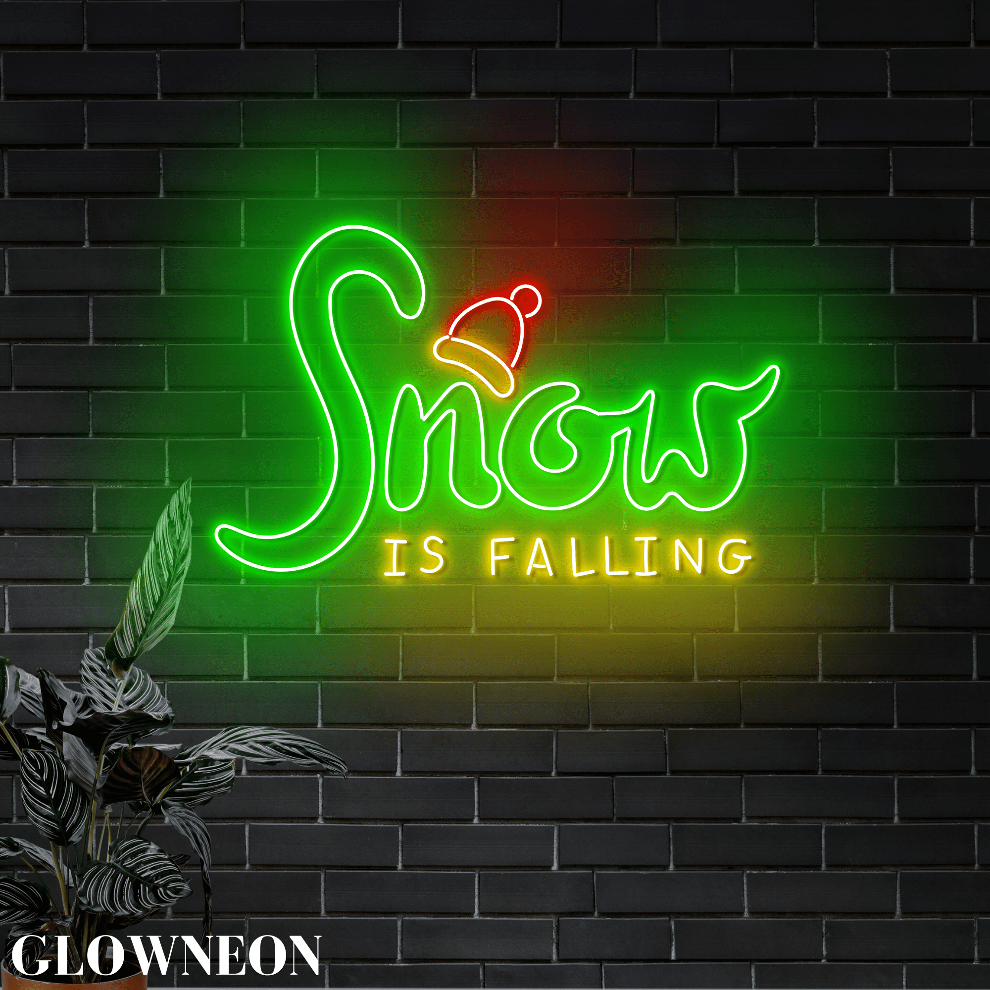 Glowneon Snow Is Falling Led Sign, Merry Christmas Party Led Wall Art ...
