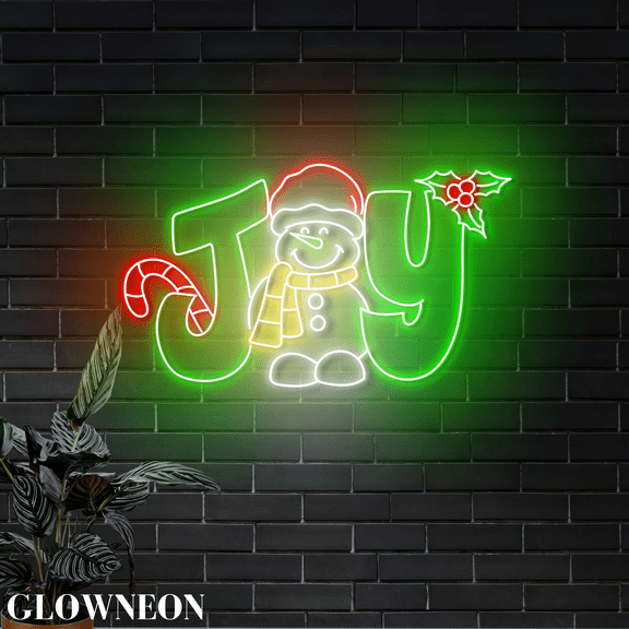 Glowneon Snowman Joy Neon Led Light, Christmas Party Neon Wall Decor