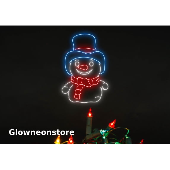 Glowneon Snowman Neon Sign, Christmas Snowman Led Sign, Snowman Light Sign, Snowman Decor