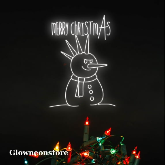 Glowneon Snowman Rock Neon Sign, Snow Rock Led Light, Snowman Rock Christmas Led, Snowman Rock