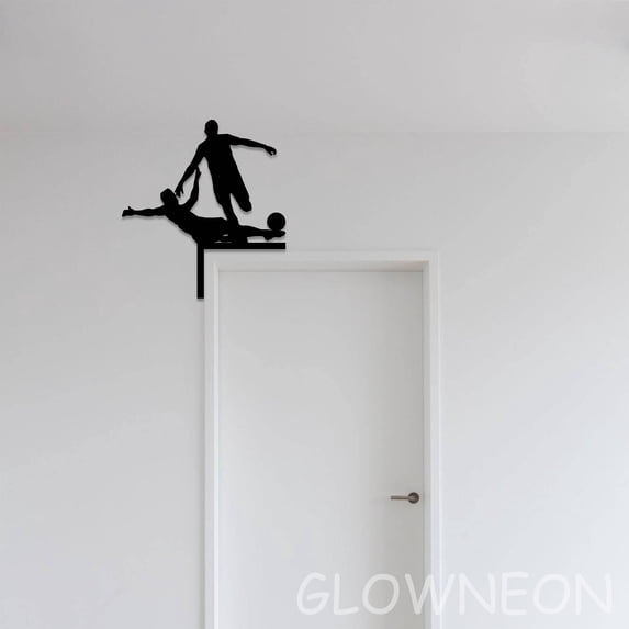 Glowneon Soccer Player Room Door Corner, Soccer Decor Gift For Dad
