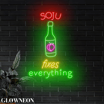 Glowneon Soju Fixes Everything Led Wall Art, Korean Soju Bar Pub Sign