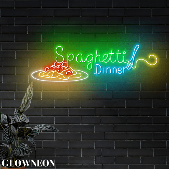 Italian Menu Sign Glowneon Spaghetti Dinner Led Sign, Italian Spaghetti Restaurant Sign ...