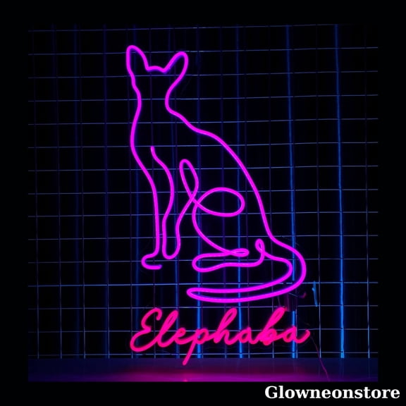Glowneon Sphynx Cat Neon Sign, Sphynx Cat Led Light, Custom Name Cat Neon Light, Cat Lover Gift