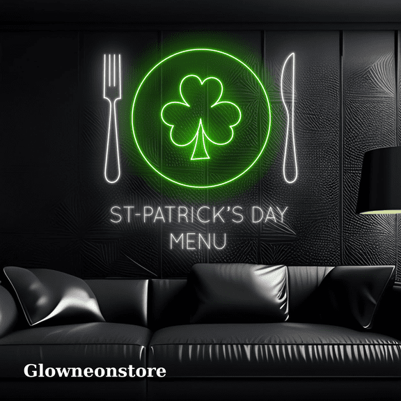Glowneon St Patrick's Day Menu Neon Sign, Patrick's Day Decor Store
