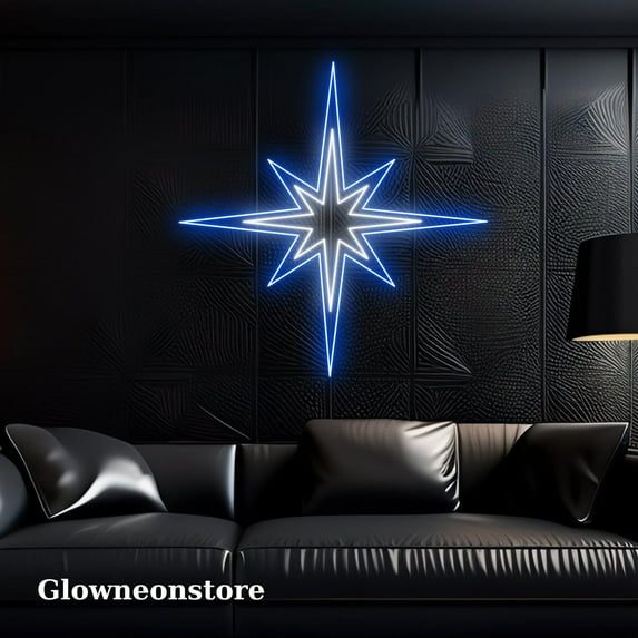 Glowneon Star Neon Sign, Star Led Sign, Handmade Star Led Light, Star Catholic Neon Sign