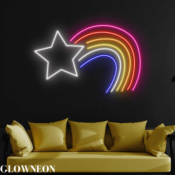 Glowneon Star Rainbow Led Sign, Star Rainbow For Kid Room Neon Decor