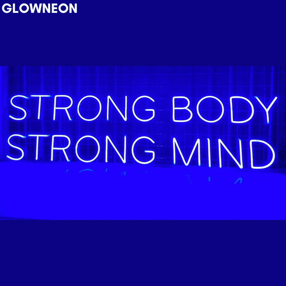 Glowneon Strong Body Strong Mind Neon Sign, Quote For Gym Led Sign