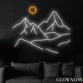 Glowneon Sun And Mountain Neon Sign, Sun And Mountain Wall Led Decor