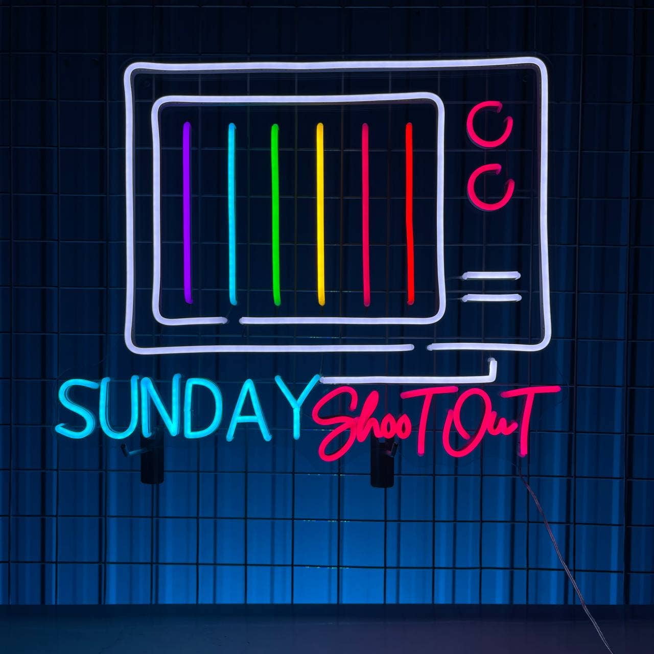 Glowneon Sunday Shoot Out Neon Sign, Vintage Television Wall Decor