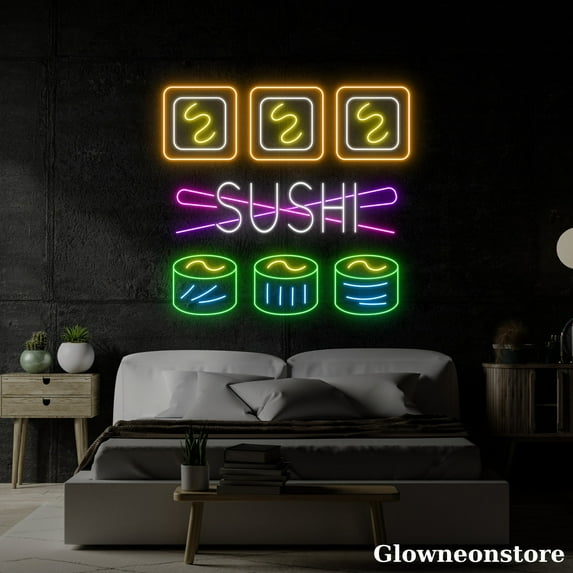 Glowneon Sushi Neon Sign, Sushi Led Sign, Japanese Restaurant Sign, Sushi Decor Store, Kitchen Art
