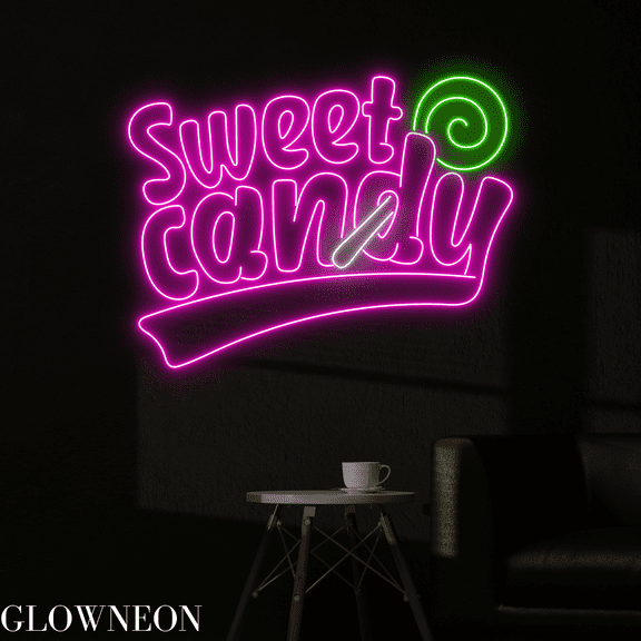 Glowneon Sweet Candy Neon Sign, Candy Led Sign, Candy Shop Decor
