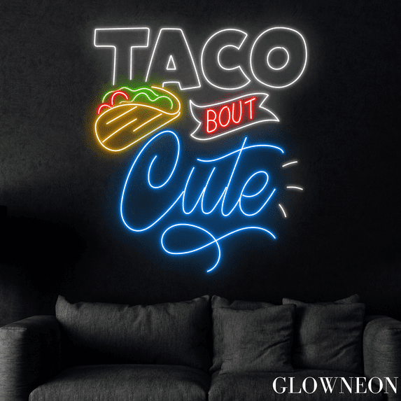 Glowneon Taco Bout Cute Neon Sign, Tacos Led Sign, Tacos Store Decor