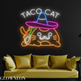 thumbnail image 1 of Glowneon Taco Cat Neon Sign, Tacos Led Sign, Mexican Tacos Store Sign, 1 of 5