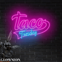 Glowneon Taco Tuesday Arrow Neon Sign, Mexican Tacos Shop Wall Decor