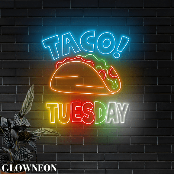 Glowneon Taco Tuesday Led Wall Art, Mexican Taco Restaurant Neon Sign