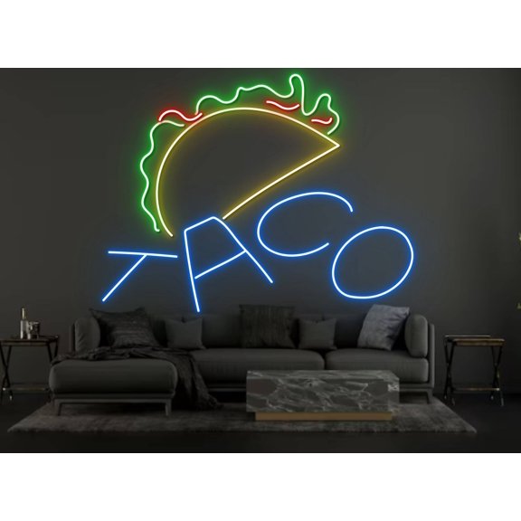 Glowneon Tacos Mexico Neon Sign, Restaurant Light Wall Signboard