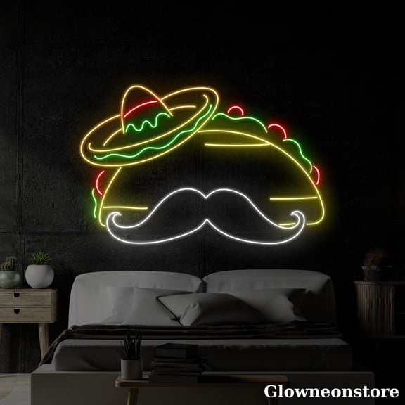 Glowneon Tacos Neon Sign, Tacos Led Sign, Welcome Open Mexican Food Neon Light, Tacos Decor Store