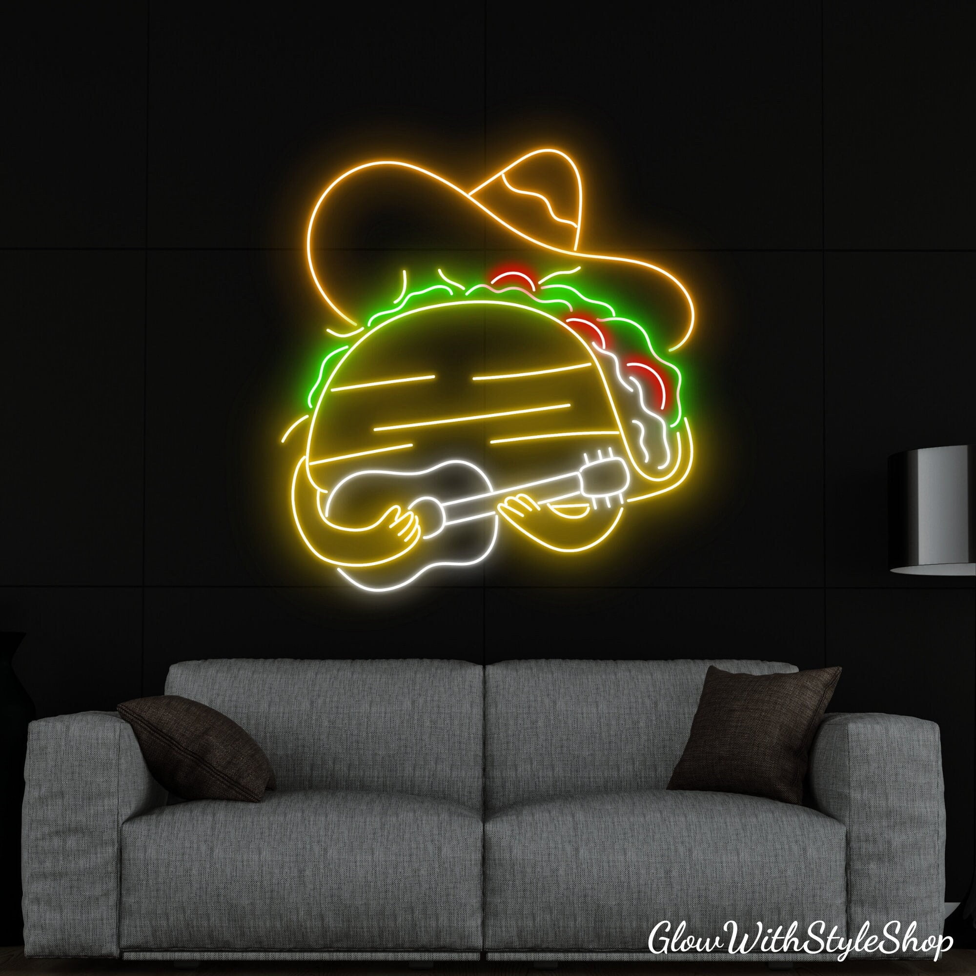 Glowneon Tacos Rope Skipping Neon Sign, Taco Neon Sign, Tacos Led Light
