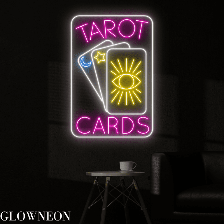 Glowneon Tarot Cards Neon Sign, Tarot Psychic Reader Shop Led Sign