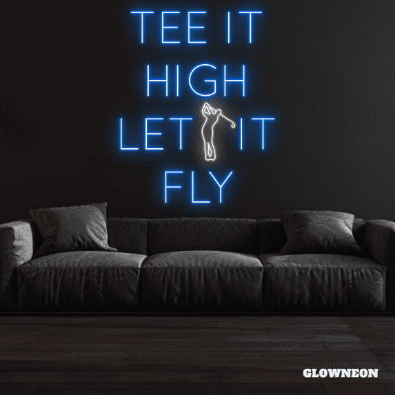 Glowneon Tee It High Let It Fly Neon Sign, Golf Club Decor, Golf Sign