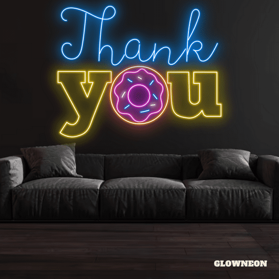 Glowneon Thank You Donut Neon Sign, Donut Shop Decor, Cake Shop Decor