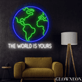 thumbnail image 1 of Glowneon The World Is Yours Neon Sign, Planet Led Sign, Wedding Decor, 1 of 4