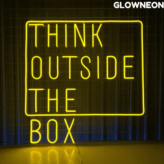 Glowneon Think Outside The Box Neon Sign, Motivational Quote Led Sign