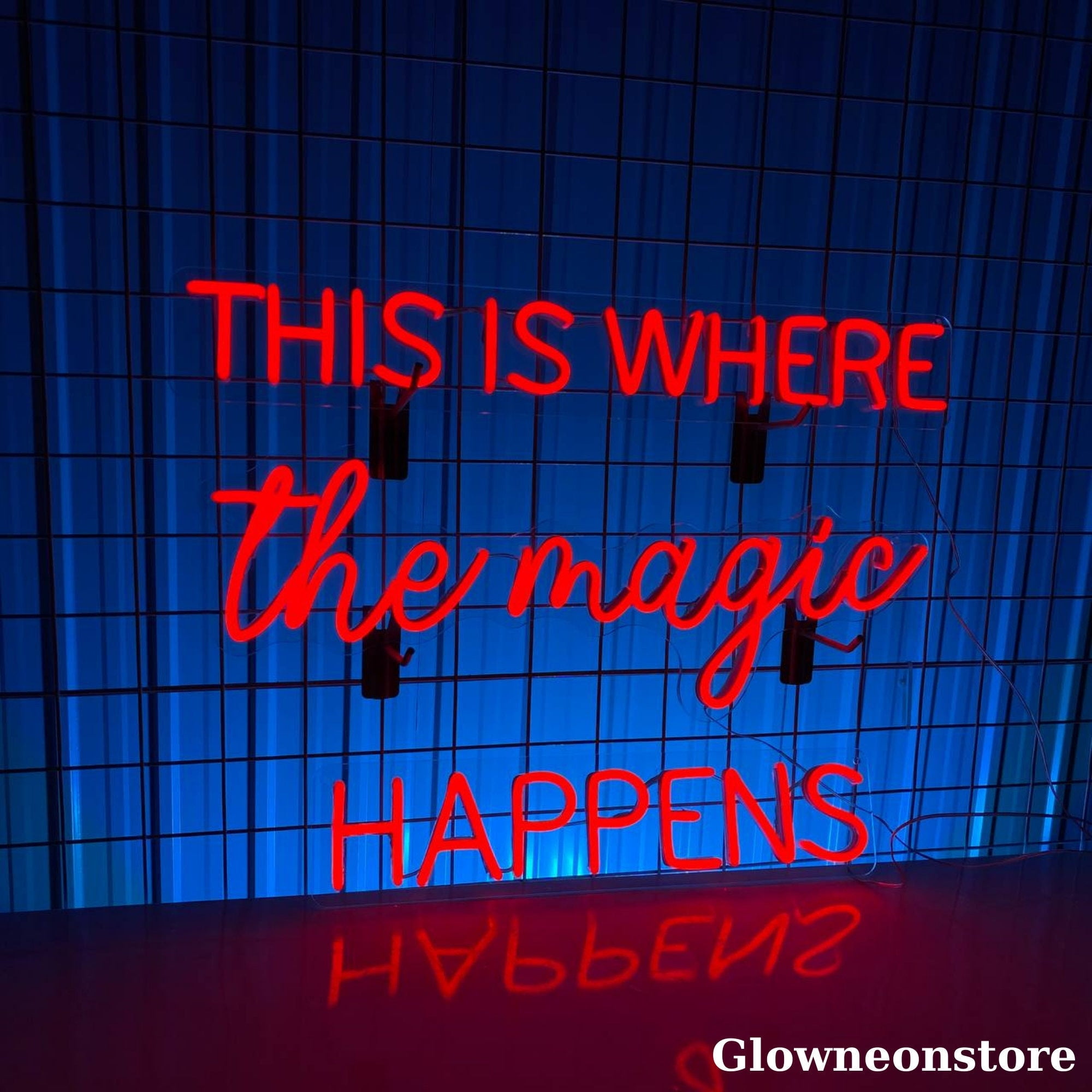 Glowneon This Is Where The Magic Happens Neon Sign, Custom Motivation
