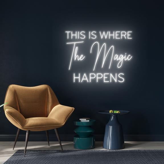 Glowneon This Is Where The Magic Happens Neon Sign, Wall Art Decor