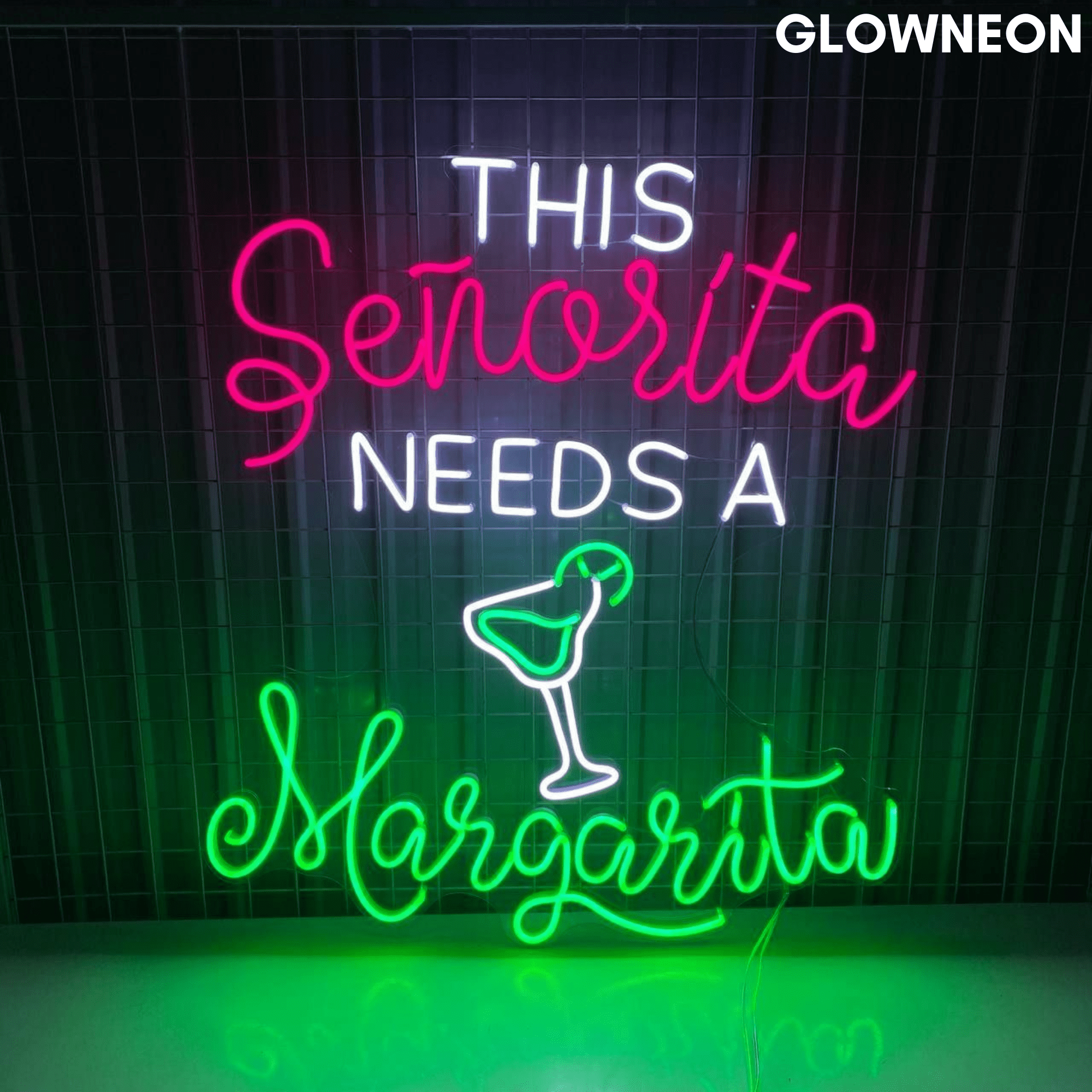 Glowneon This Senorita Needs A Margarita Neon Sign, Cocktail Led Sign