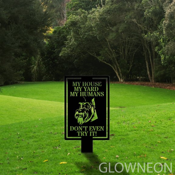 Glowneon Tibetan Mastiff Warning Dog Metal Yard Stake Garden Decor