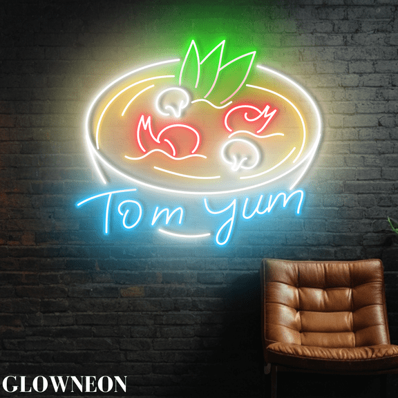 Glowneon Tom Yum Soup Neon Sign, Thai Tom Yum Restaurant Wall Decor