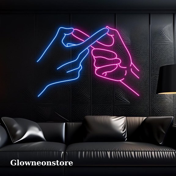Glowneon Touch Hand Couple Neon Sign, Touch Hand Neon Light, Couple Fingertips Touch Led Light