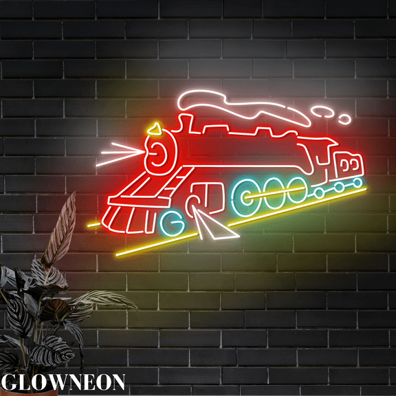 Glowneon Train Neon Light, Train Station Decor, Birthday Gift For Kid