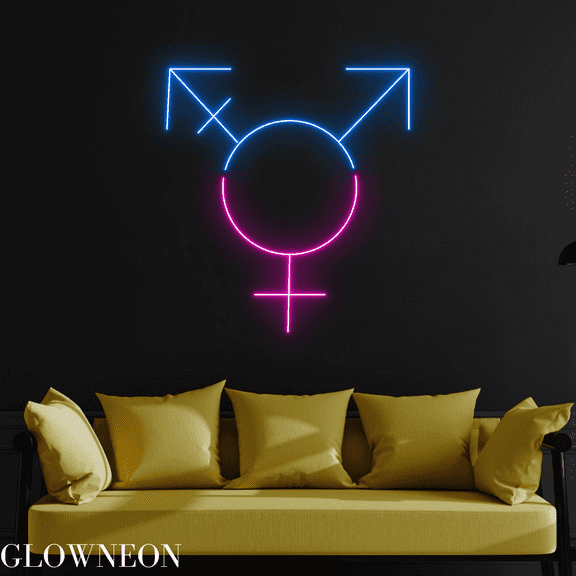 Glowneon Transgender Symbol Neon Sign, Transexual Led Sign, Pride Art