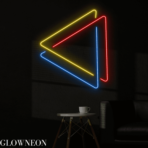 Glowneon Triangle Valknut Neon Sign, Triangle Led Sign, Bar Pub Decor
