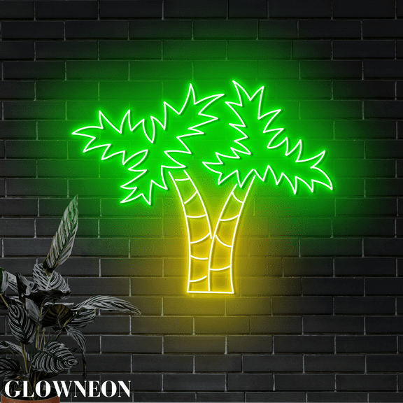 Glowneon Tropical Palm Tree Neon Decoration, Palm Tree Wall Led Light