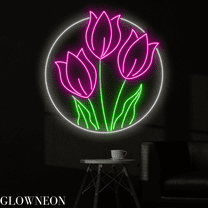 Glowneon Tulip Bunch Neon Sign, Tulip Led Sign, Flower Shop Decor