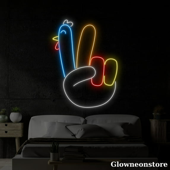 Glowneon Turkey Say Hi Neon Sign, Turkey LED Sign, Thanksgiving Gift, Thanksgiving Decor