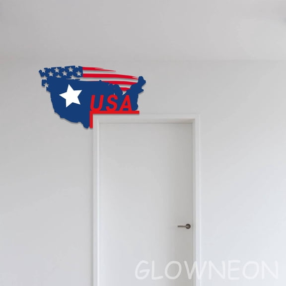 Glowneon Usa Star Flag Door Topper, Happy July 4th Door Corner Decor