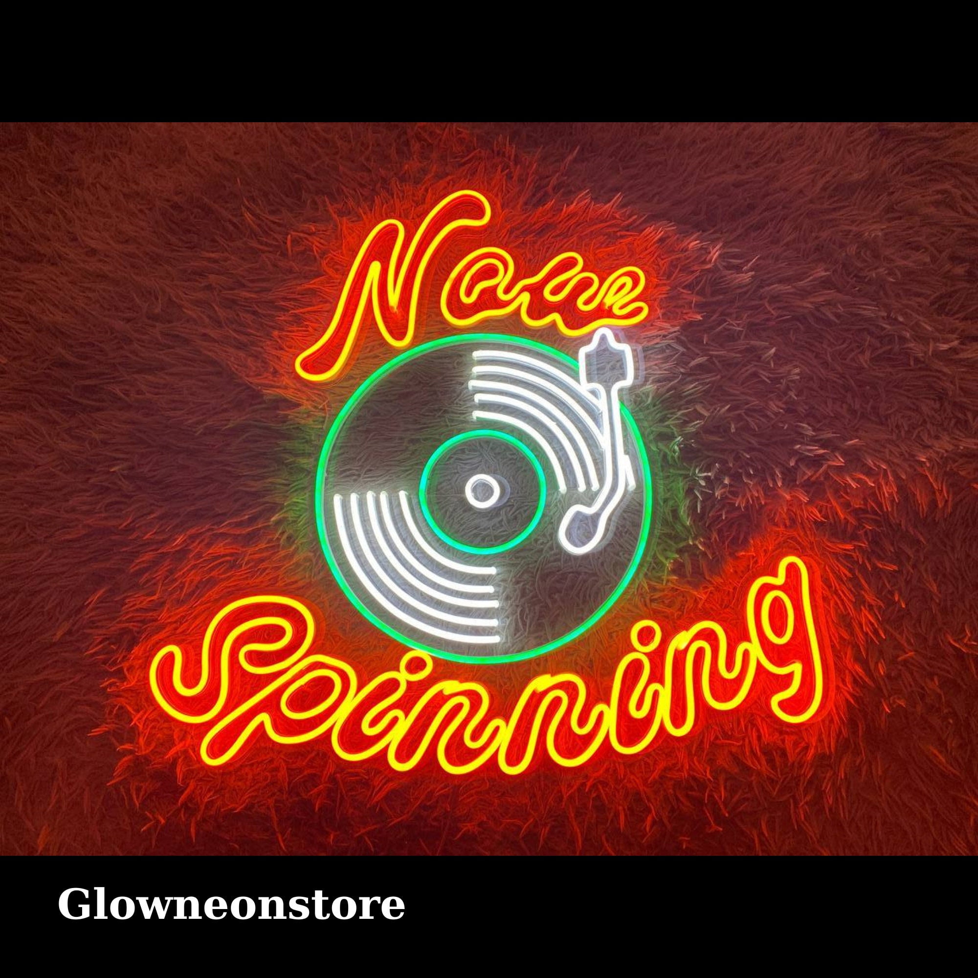 Glowneon Vinyl Disc Neon Sign, Now Spinning Led Light, Gramophone Neon ...