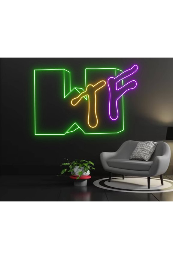 WTF Neon Sign, Man Cave Bedroom LED Light Wall Decor