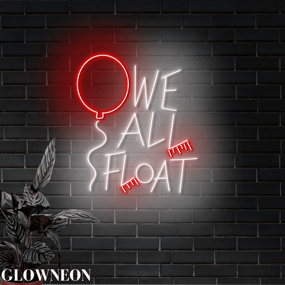 Glowneon We All Float Neon Wall Decor, Halloween Party Led Wall Art
