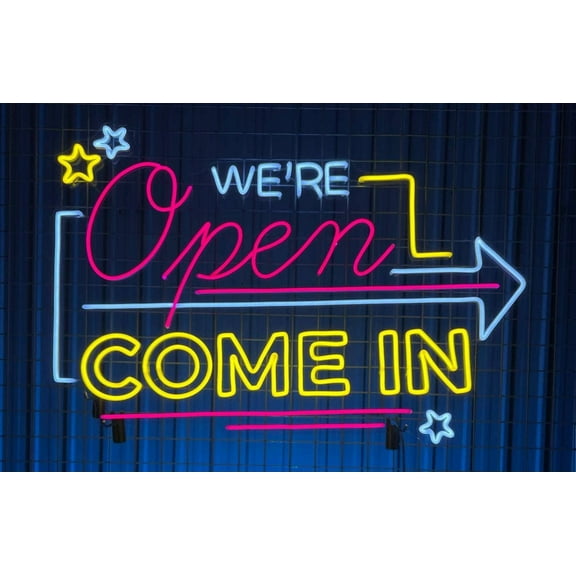 Glowneon We Are Open Come in Neon Signs, Welcome Sign Shop Decor