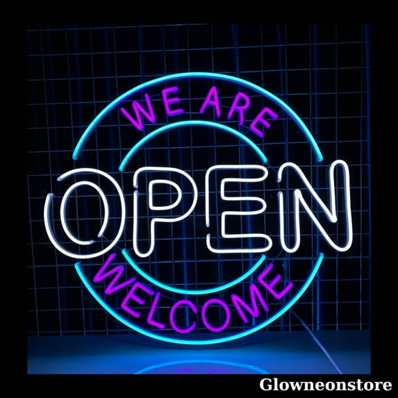 Glowneon We Are Open Welcome Neon Sign, We Are Open Welcome Led Sign, Coffee Shop Restaurant Party